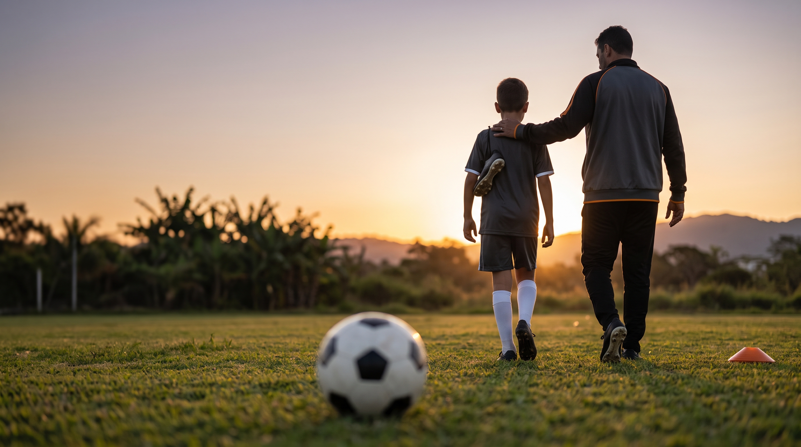 Atleta e responsável iniciam uma jornada esportiva acompanhada.
